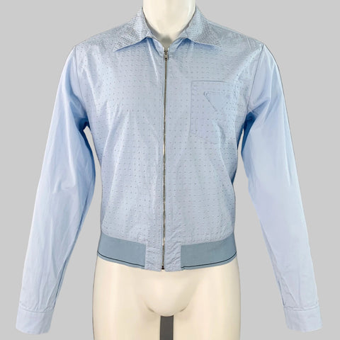 PRADA Size M Blue Silver Studded Cotton Zip Up Blouson Jacket