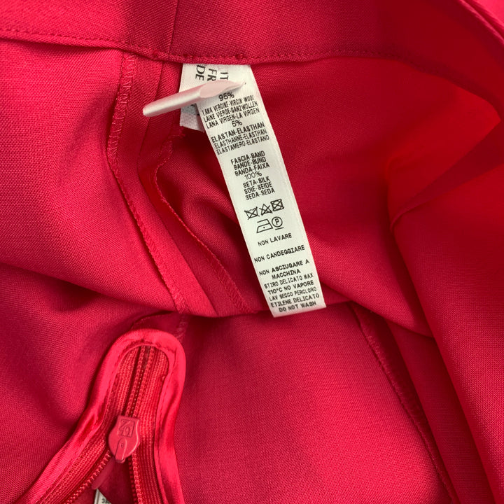 LA PERLA Size 4 Pink Fuchsia Wool Eastane Double Breasted Pants Suit