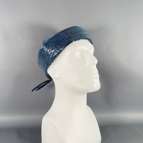 CHARLES JEFFREY LOVERBOY Size M Powder Blue Sequined Denim Sailor Hat