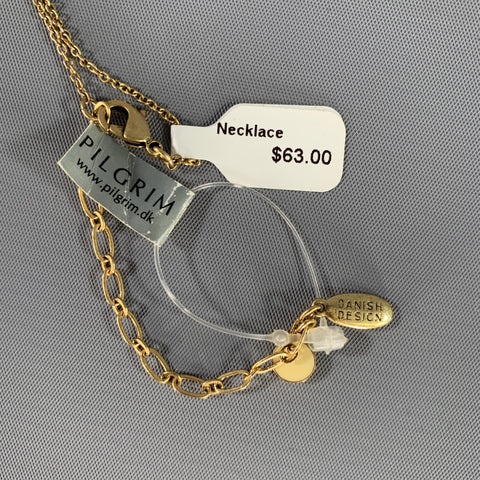 PILGRIM Gold Cream Leaves Necklace