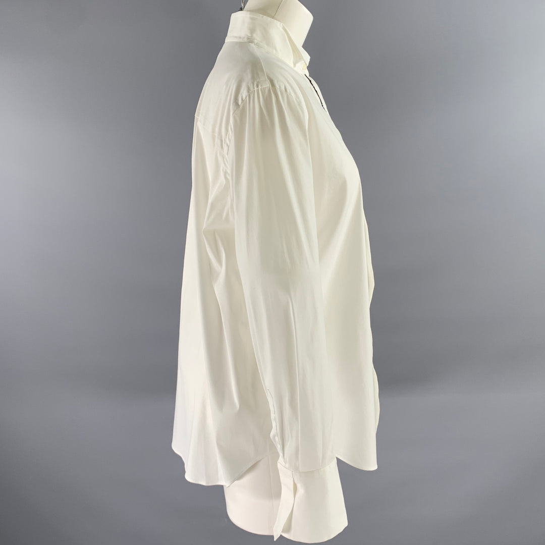 BRUNELLO CUCINELLI Size XL White Cotton Blend Beaded Shirt