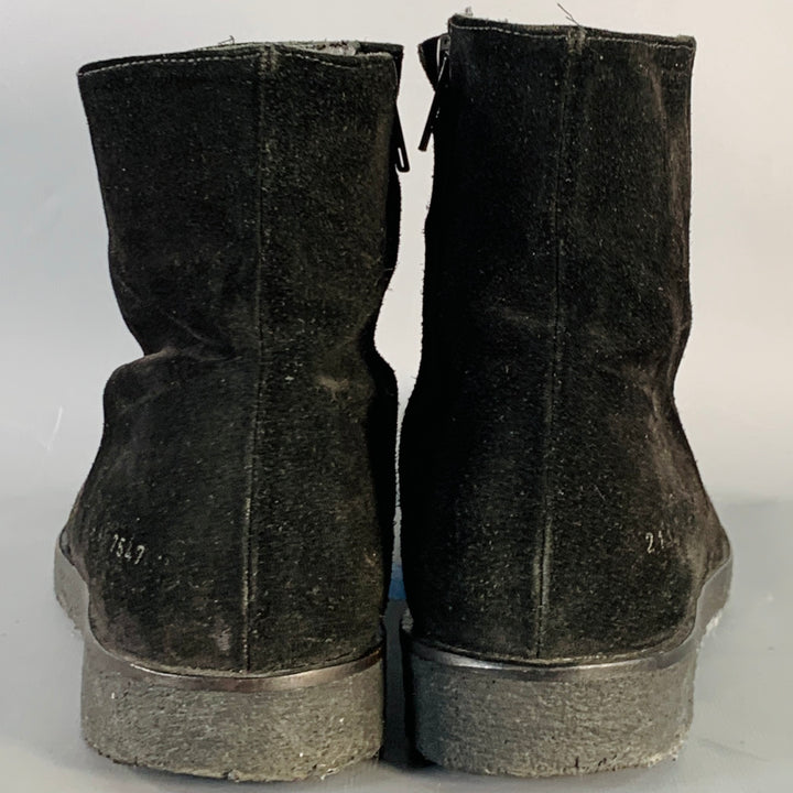 COMMON PROJECTS Size 8 Black Suede Side Zipper Ankle Boots