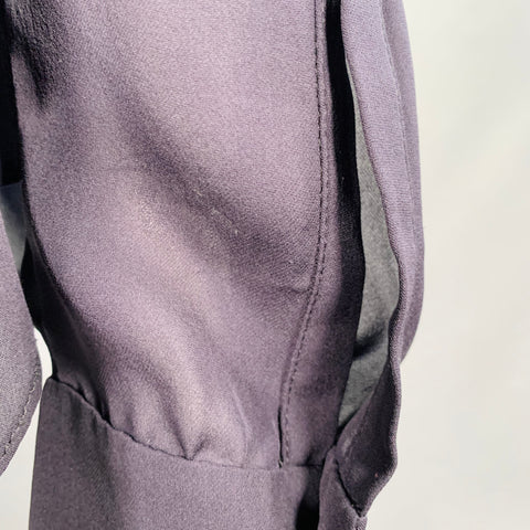 A.L.C. Size L Black Hidden Buttons Collarless Blouse