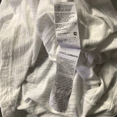 DOLCE & GABBANA Size S White Cream See Through Cotton Linen V Neck T shirt