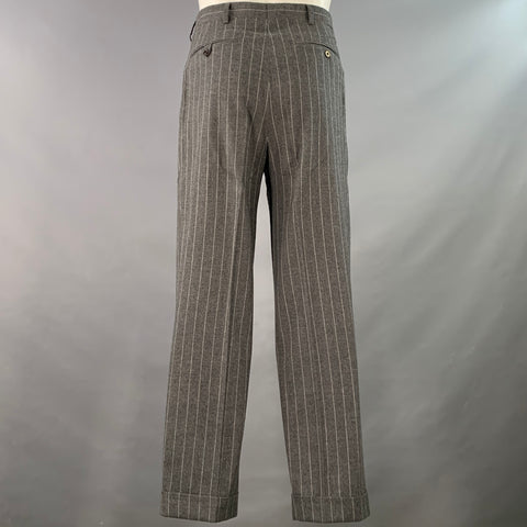 RALPH LAUREN Taille 39 Costume plissé à revers crantés en laine rayée craie grise