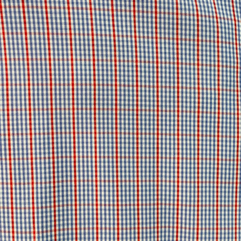 TURNBULL & ASSER Size L Blue Red Checkered Cotton Long Sleeve Shirt