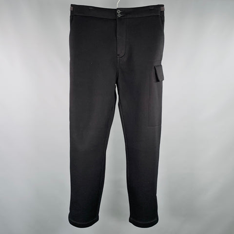 HELMUT LANG Size 32 Black Modal Side Tabs Casual Pants