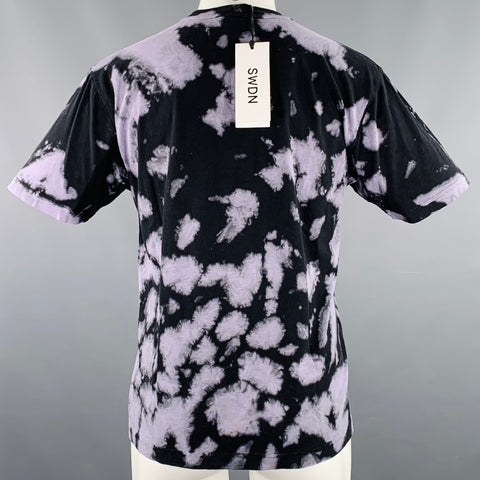 CMMN SWDN Size XS Ridley Bleach Black Purple Bleached Cotton Knit T-shirt