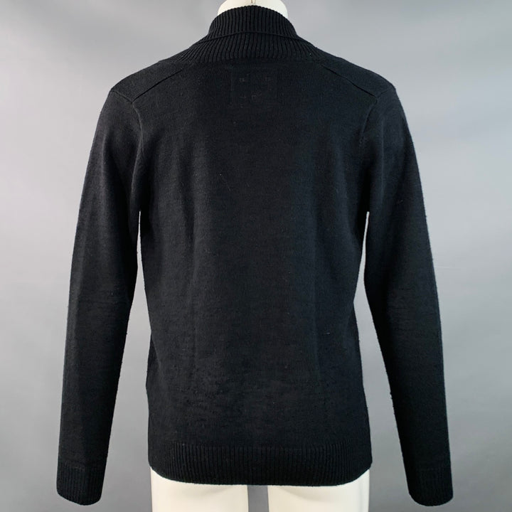 G-STAR Size M Black Cotton Wool Blend Knit Double Breasted Buttoned Cardigan
