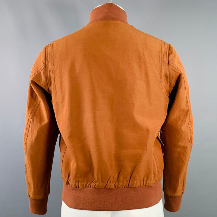 CAMOSHITA Size S Orange Rust Two Pockets Zip Up Bomber Jacket