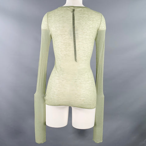 JEAN COLONNA Size M Green Cashmere Sheer Long Sleeve Casual Top