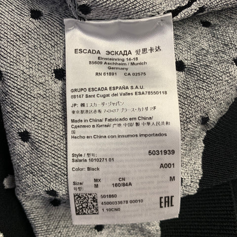 ESCADA Taille M Noir Blanc Mélange Viscose Pois Ensemble 2 pièces Cardigan