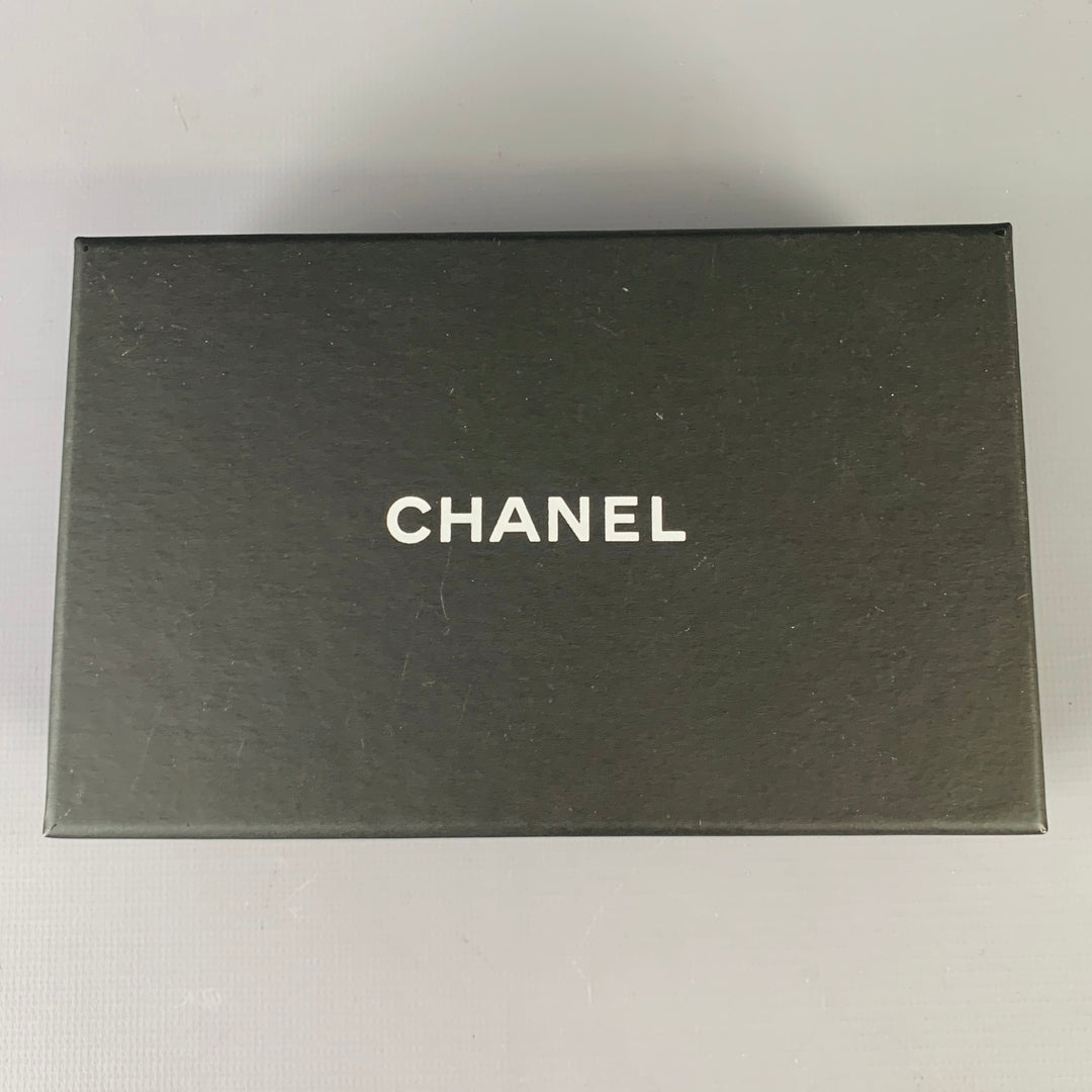 CHANEL Black Chevron Leather Card Case