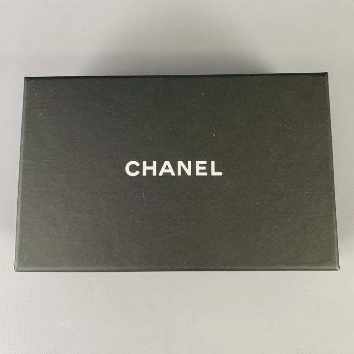 CHANEL Black Chevron Leather Card Case