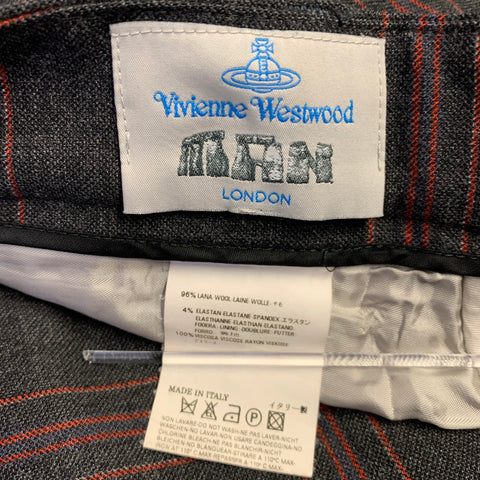VIVIENNE WESTWOOD Size 38 Gray Navy Red Plaid Wool Elastane Suit