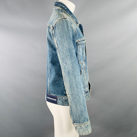 CALVIN KLEIN JEANS Size M Blue Distressed Cotton Jacket
