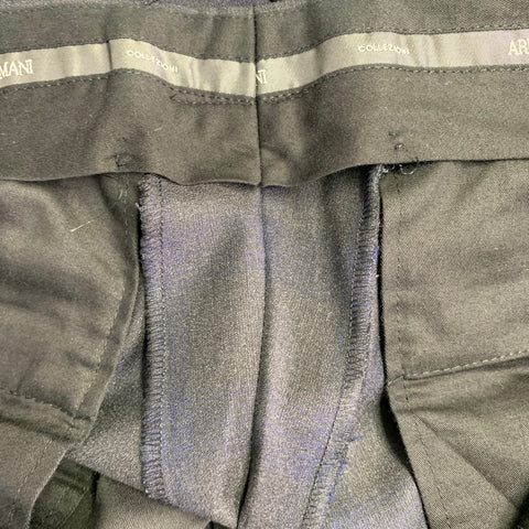 ARMANI COLLEZIONI Size 38 Navy Charcoal Grey Checkered Suit
