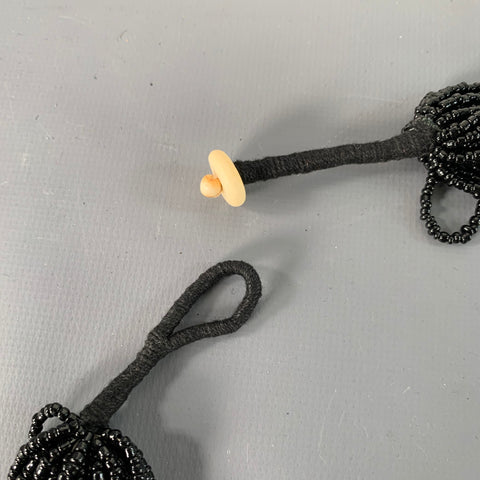 VINTAGE Black Beaded Elephant Necklace