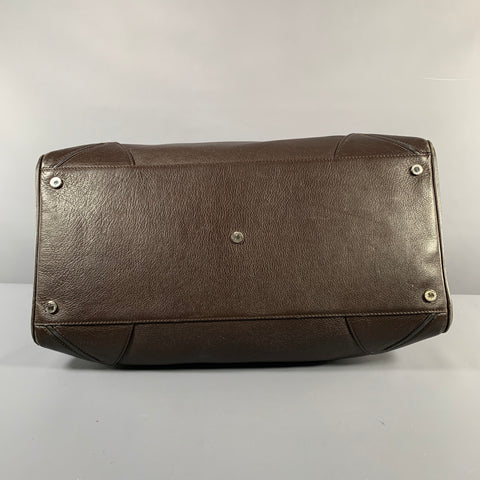 BRIONI Brown Pebble Grain Leather Duffle Bags