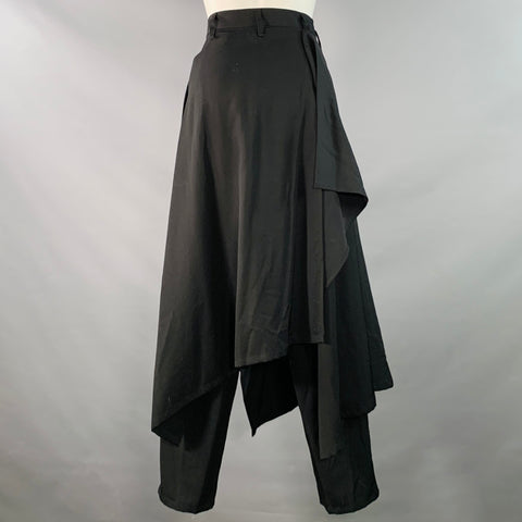 YOHJI YAMAMOTO Size S Black Wool Tapered Skirt Dress Pants