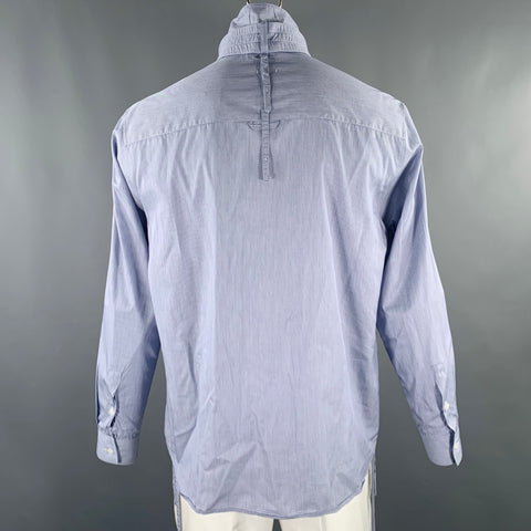 CRAIG GREEN Size L Blue White Stripe Cotton One Pocket Long Sleeve Shirt