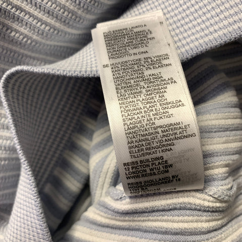 REISS Size XS White Light Blue Knit Viscose Blend Polo Short Sleeve Shirt