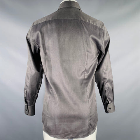 DOLCE & GABBANA Size S Grey Black Nailhead Cotton Button Up Long Sleeve Shirt