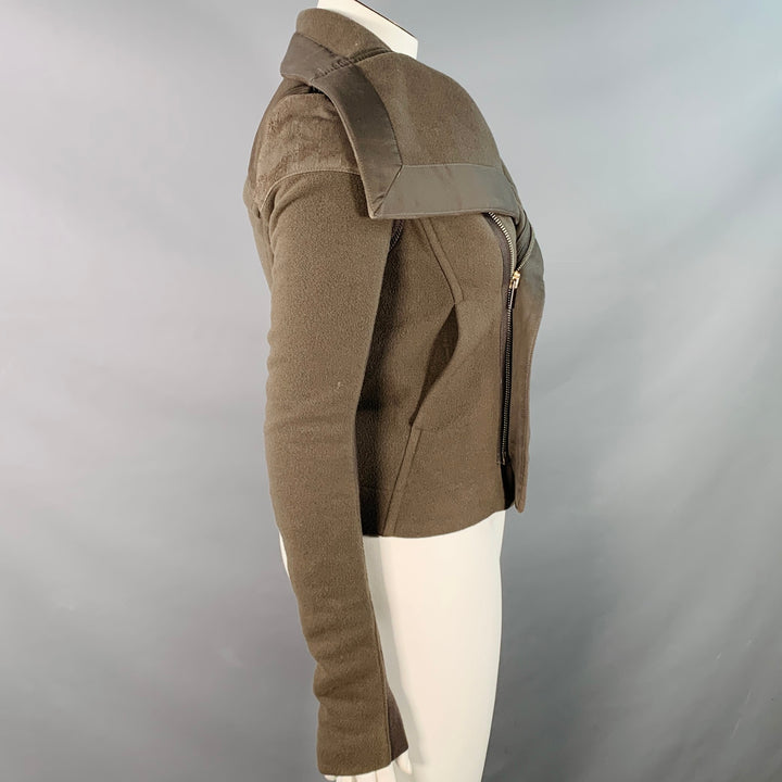 RICK OWENS Size 10 Brown Virgin Wool Blend Lambskin Zip Up Jacket