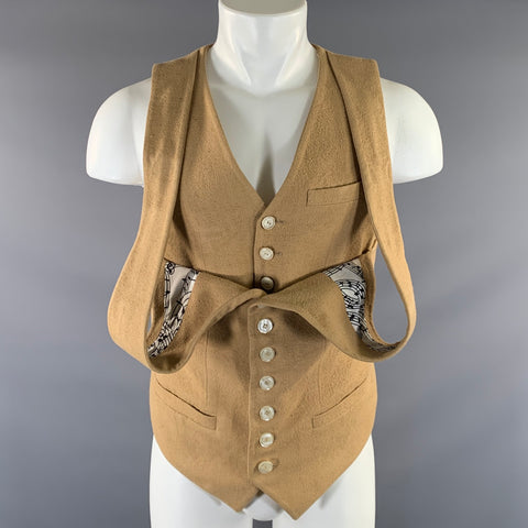 NUMBER (N)INE Size M Khaki Textured Cotton &  Silk Double Layer Vest