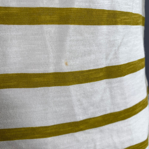 BURBERRY BRIT Size L White Gold Stripe Cotton Boat Neck Long Sleeve Shirt