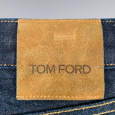 TOM FORD Size 32 Blue Indigo Cotton Blend Slim Fit Button Fly Jeans