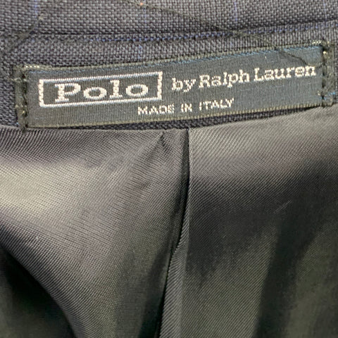 POLO by RALPH LAUREN Size 46 Navy Blue Window Pane Virgin Wool Suit