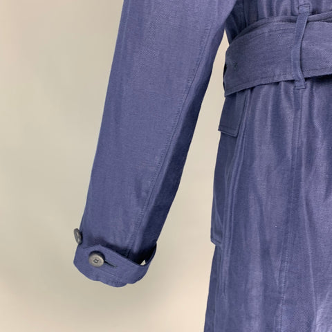 BURBERRY PRORSUM Spring 2015 Size 40 Navy Linen Trench Coat