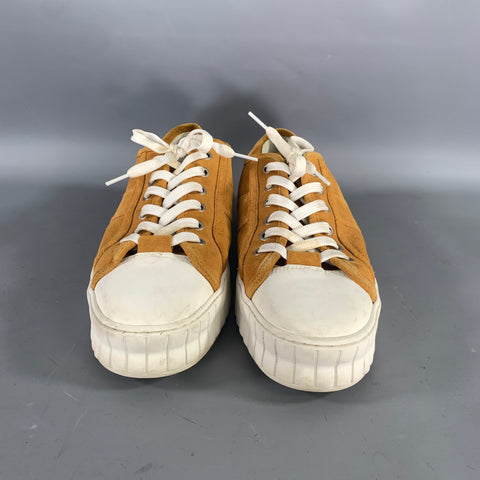 PRIMURY Size 10 Yellow Gold Solid Suede Low Top Sneakers