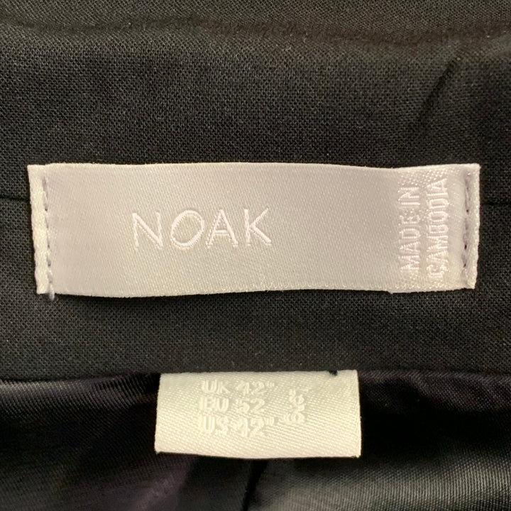 NOAK Size 42 Long Black Polyester Blend Peak Lapel Tuxedo Jacket