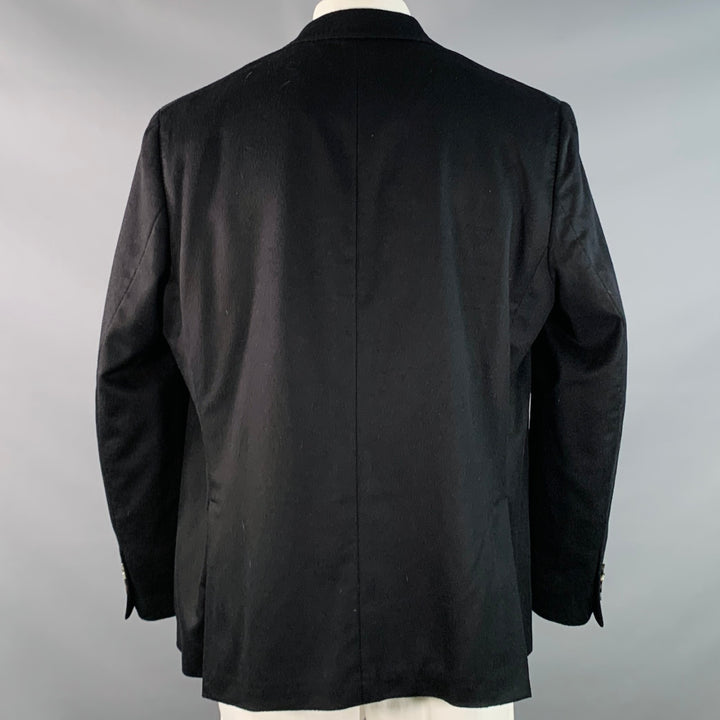 PATRICK JAMES Size 48 Regular Black Cashmere Notch Lapel Sport Coat