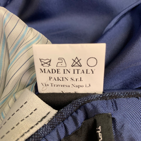 Veste de sport SARTORIO taille 44 en laine, soie et lin à carreaux bleu et noir