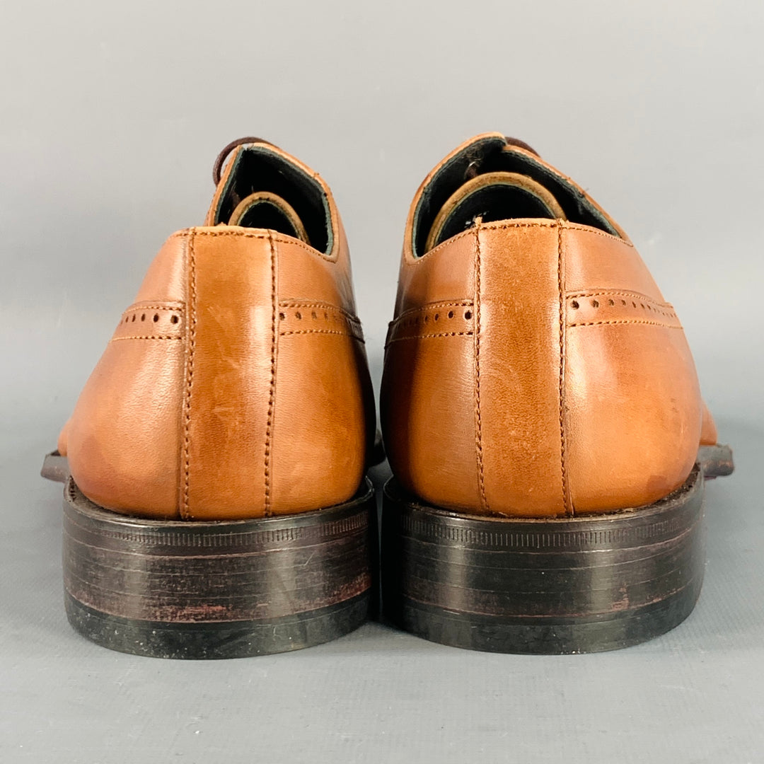 PAUL SMITH Size 8 Tan Perforated Leather Oxford Cap Toe Lace  display picture 1