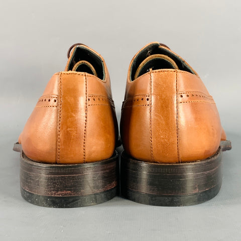 PAUL SMITH Size 8 Tan Perforated Leather Oxford Cap Toe Lace-Up Shoes