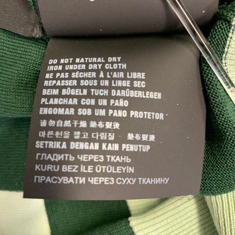 PRADA Size L Green Light Green Jersey Stripe Silk Cotton Short Sleeve Pullover