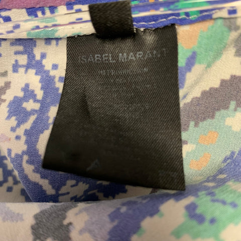 ISABEL MARANT Size 2 Blue White Abstract Sleeveless Casual Top