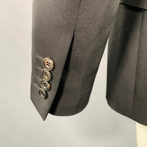 ALEXANDER MCQUEEN Size 38 Black Beaded Wool Peak Lapel Sport Coat