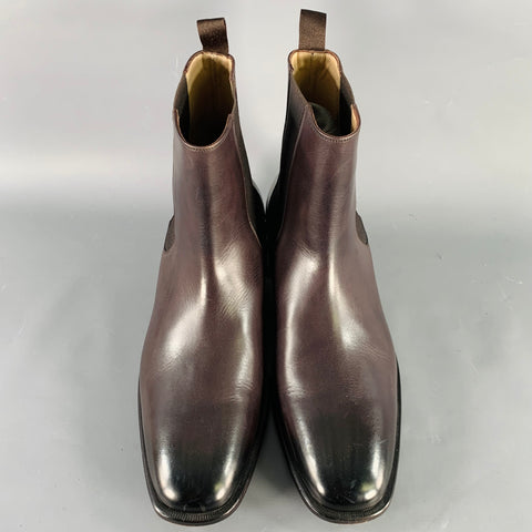 TOM FORD Size 11.5 Purple Leather Chelsea Ankle Boots