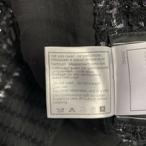 CHANEL Size 4 Black White Cotton Blend Chain Skirt