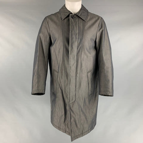 BURBERRY LONDON Size S Grey Solid Cotton Hidden Placket Coat