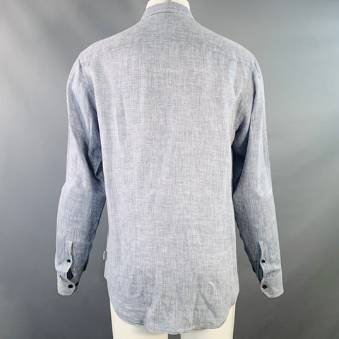 ARMANI COLLEZIONI Size M Blue Heather Linen Spread Collar Long Sleeve Shirt