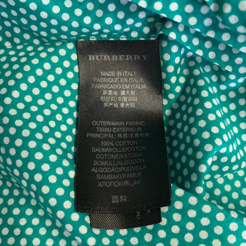 BURBERRY PRORSUM 2011 Size S Green White Polka Dot Cotton Long Sleeve Shirt