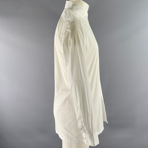 CHARVET Size M White Cotton Pointed Collar Long Sleeve Shirt