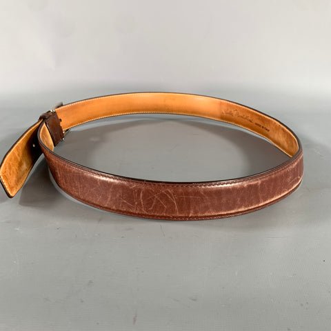 SUTOR MANTELLASSI Size 38 Brown Distressed Leather Belt