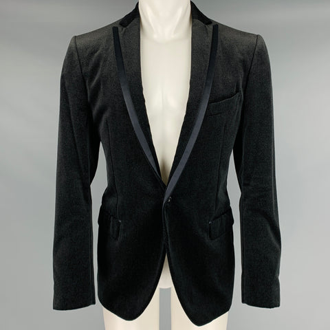 SALVATORE FERRAGAMO Size 40 Black Nailhead Cotton Velvet Sport Coat